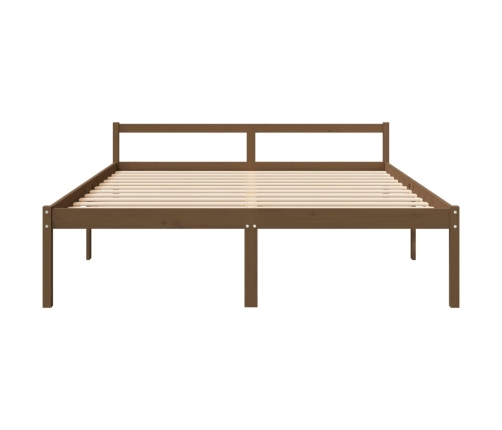 Cama personas mayores madera maciza pino marrón miel 200x200 cm