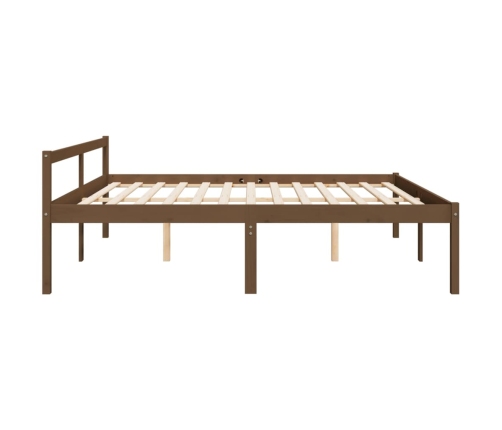 Cama personas mayores madera maciza pino marrón miel 200x200 cm