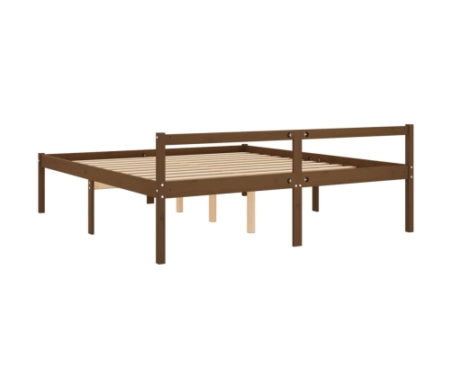 Cama personas mayores madera maciza pino marrón miel 200x200 cm