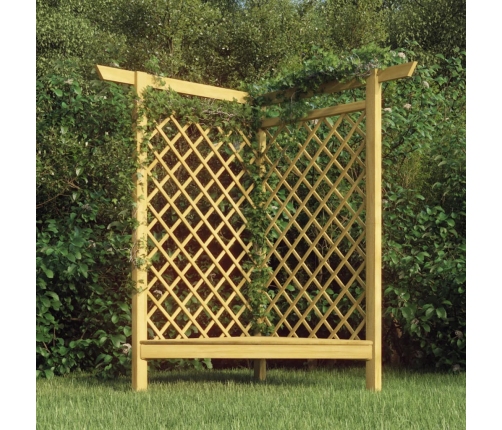 Pérgola esquinera con banco madera pino impregnada 166x81x174cm