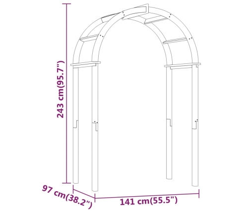 Arco de madera de pino macizo impregnado 141x97x243 cm