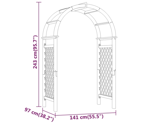 Arco con enrejado madera maciza impregnada 141x97x243 cm