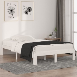 Estructura de cama doble pequeña sin colchón blanco 120x190 cm