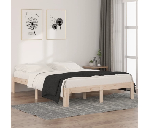 Estructura de cama sin colchón madera maciza pino 140x190 cm