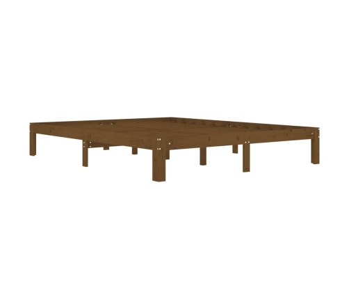 Estructura cama sin colchón madera pino marrón miel 160x200 cm