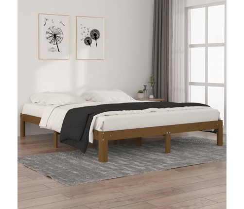 Estructura cama sin colchón madera pino marrón miel 160x200 cm