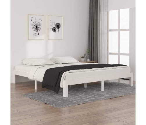 vidaXL Estructura de cama madera maciza blanco Supe King 180x200 cm