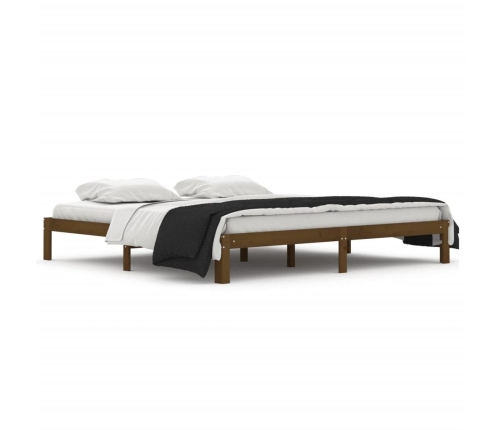 Estructura cama sin colchón madera pino marrón miel 200x200 cm