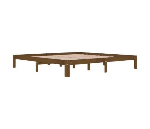 Estructura cama sin colchón madera pino marrón miel 200x200 cm