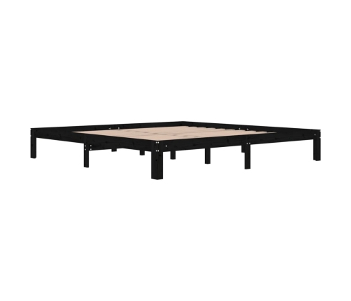 Estructura de cama sin colchón madera de pino negro 200x200 cm