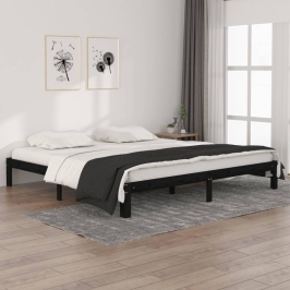 Estructura de cama sin colchón madera de pino negro 200x200 cm