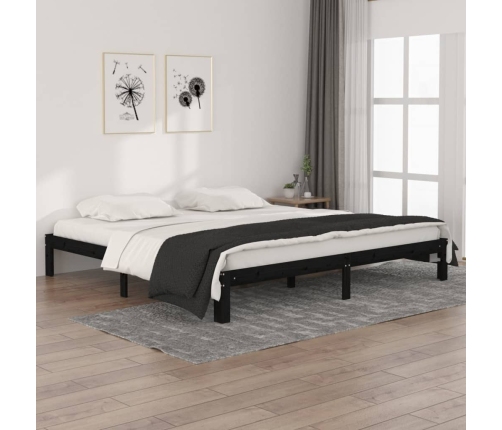 Estructura de cama sin colchón madera de pino negro 200x200 cm