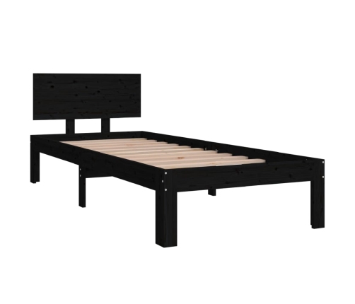 Estructura de cama individual sin colchón negro 75x190 cm