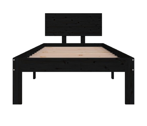 Estructura de cama individual sin colchón negro 75x190 cm