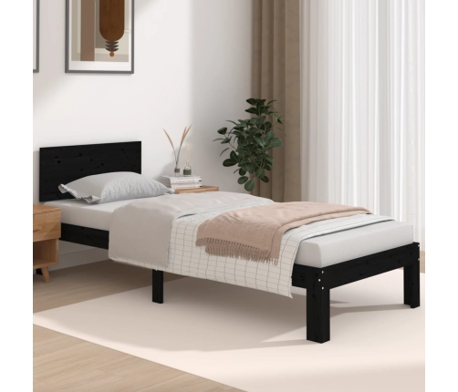Estructura de cama individual sin colchón negro 75x190 cm