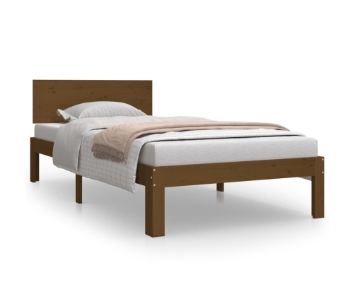 vidaXL Estructura de cama madera maciza marrón miel 90x190 cm