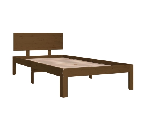 vidaXL Estructura de cama madera maciza marrón miel 90x190 cm