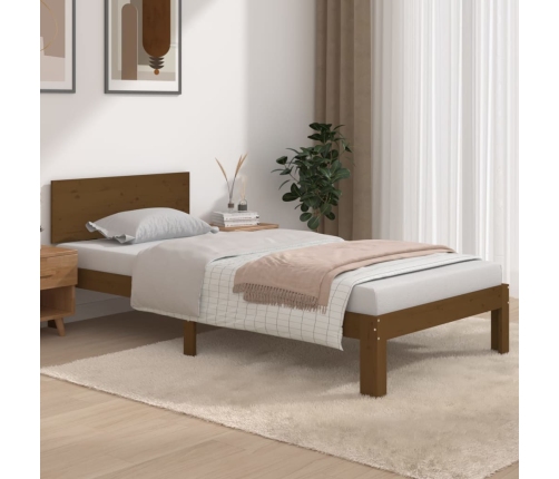 vidaXL Estructura de cama madera maciza marrón miel 90x190 cm