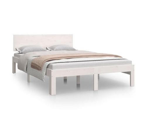 Estructura de cama doble pequeña sin colchón blanco 120x190 cm