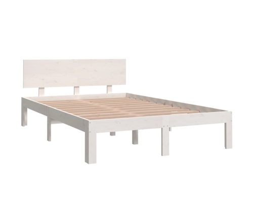 Estructura de cama doble pequeña sin colchón blanco 120x190 cm