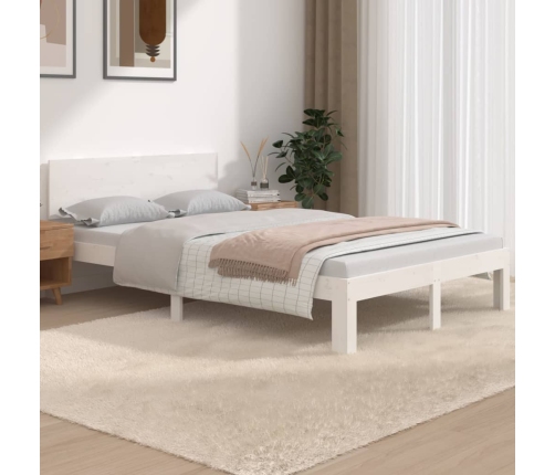 Estructura de cama doble pequeña sin colchón blanco 120x190 cm