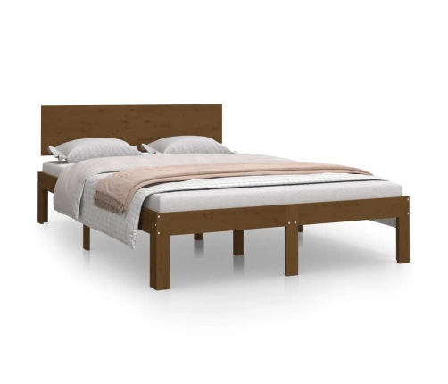 Estructura cama doble pequeña sin colchón marrón miel 120x190cm