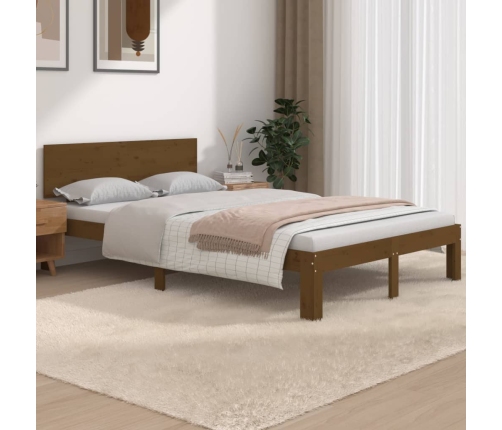 Estructura cama doble pequeña sin colchón marrón miel 120x190cm