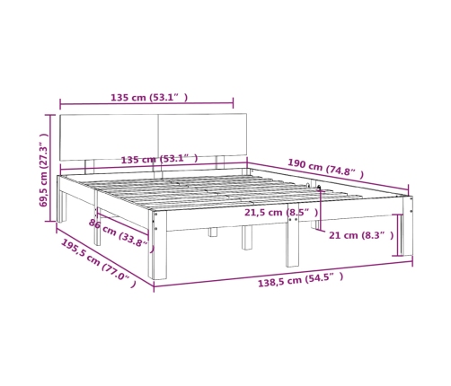 Estructura de cama doble sin colchón 135x190 cm