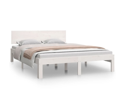 Estructura de cama doble sin colchón blanco 135x190 cm