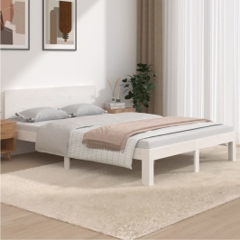 Estructura de cama doble sin colchón blanco 135x190 cm