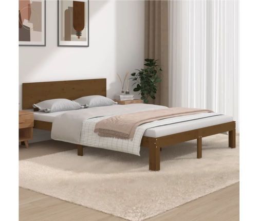 vidaXL Estructura de cama doble madera maciza marrón miel 135x190 cm