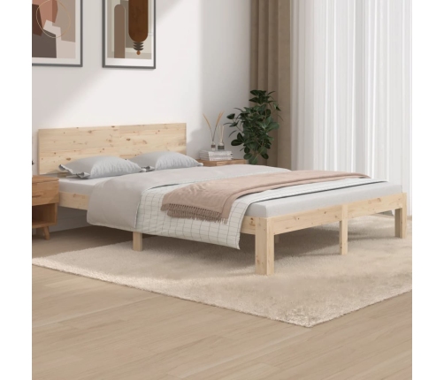 Estructura de cama sin colchón madera maciza pino 140x190 cm