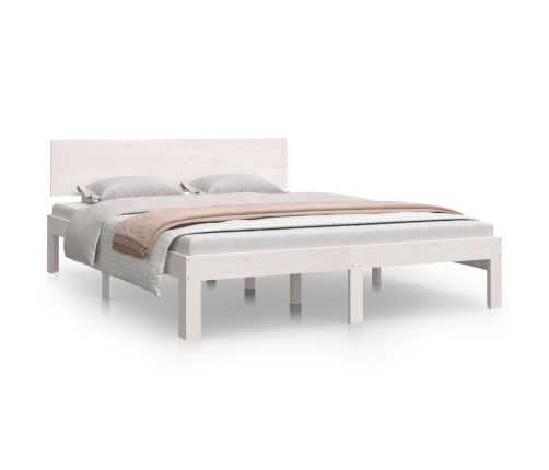 Estructura cama doble sin colchón madera pino blanco 140x190 cm