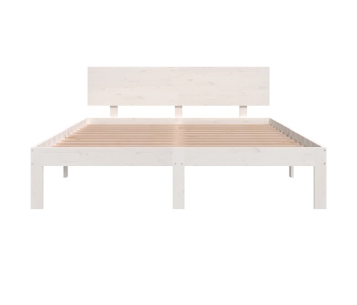 Estructura cama doble sin colchón madera pino blanco 140x190 cm