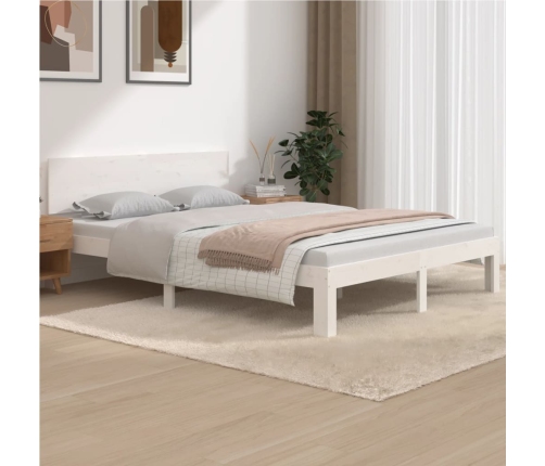 Estructura cama doble sin colchón madera pino blanco 140x190 cm