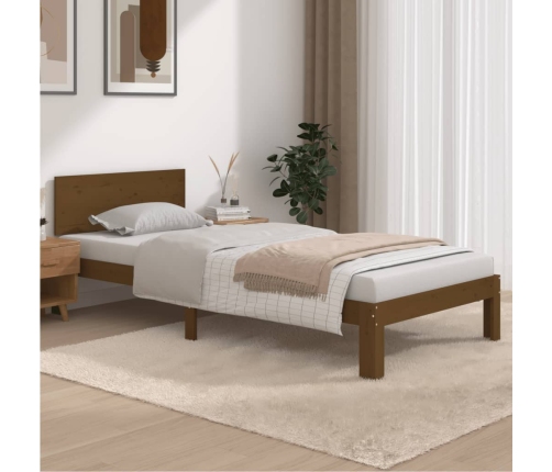 Estructura cama sin colchón madera pino marrón miel 90x200 cm