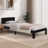 Estructura de cama sin colchón madera de pino negro 90x200 cm