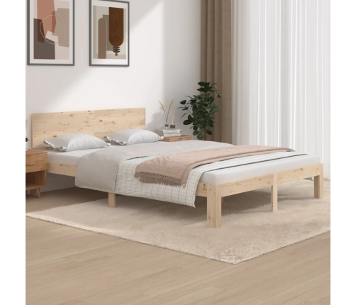 Estructura de cama sin colchón madera maciza de pino 140x200 cm