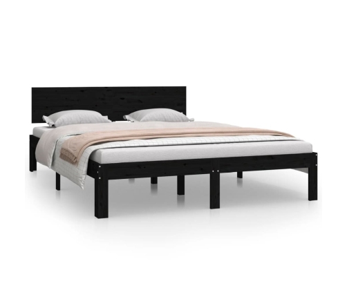 vidaXL Estructura de cama madera maciza de pino negro 140x200 cm