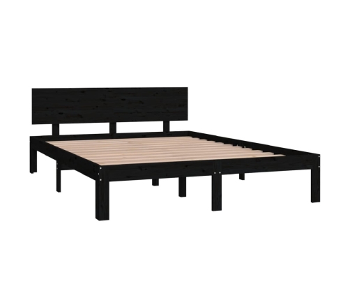 vidaXL Estructura de cama madera maciza de pino negro 140x200 cm