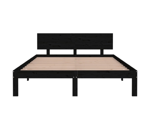 vidaXL Estructura de cama madera maciza de pino negro 140x200 cm