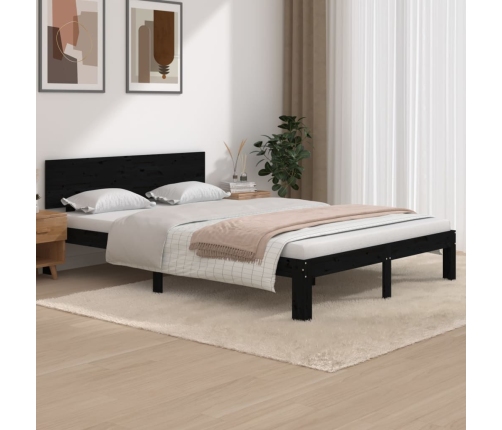 vidaXL Estructura de cama madera maciza de pino negro 140x200 cm