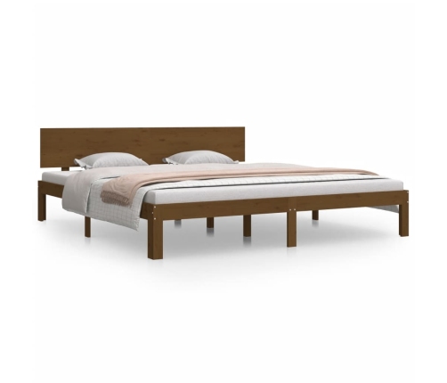 Estructura cama madera maciza marrón miel Super King 180x200 cm