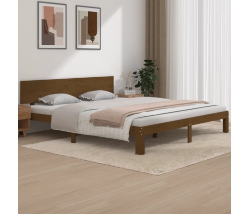 Estructura cama madera maciza marrón miel Super King 180x200 cm