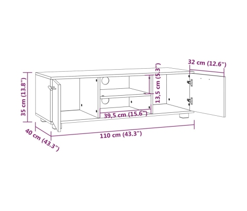 Mueble para TV madera de ingeniería roble ahumado 110x40x35 cm