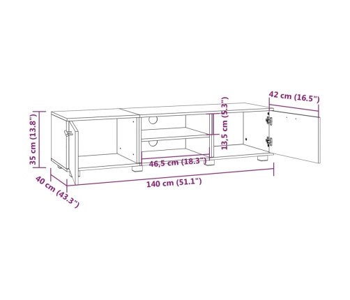 Mueble para TV madera de ingeniería blanco 140x40x35 cm