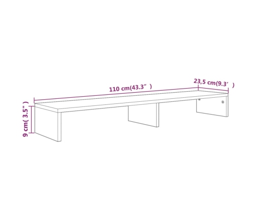 Soporte para pantalla madera roble ahumado 110x23,5x9 cm