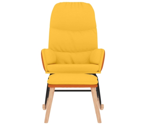 Silla mecedora con reposapiés tela amarillo mostaza