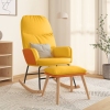 Silla mecedora con reposapiés tela amarillo mostaza