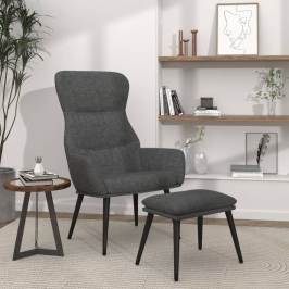 Sillón de relax con reposapiés de tela gris oscuro